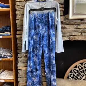 Lands' End Women's Pajama Set Knit Long Sleeve T-Shirt and Pant, NWT